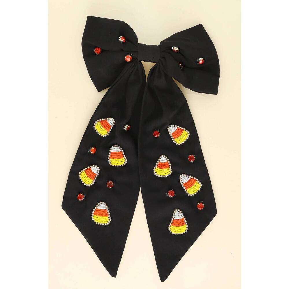 NEW SOPHIA COLLECTION women's candy corn jeweled bow barrette hair clip in black